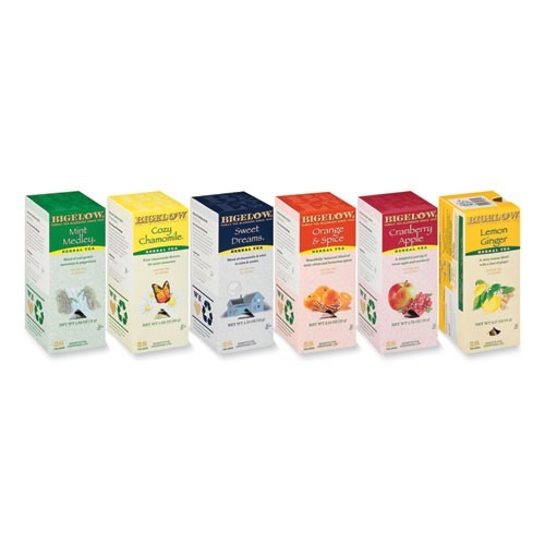 Bigelow Assorted Herbal Tea Bags, Six Flavors, 28/Box, 168/Carton