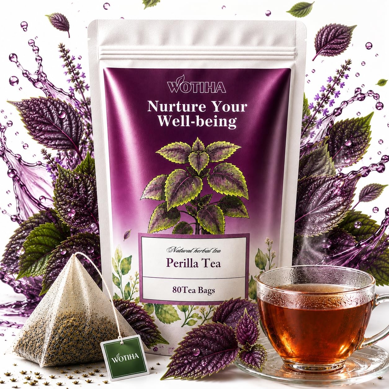 80 Count Perilla Leaf Tea Bags, Premium Herbal Tea Sachets with String, Made …