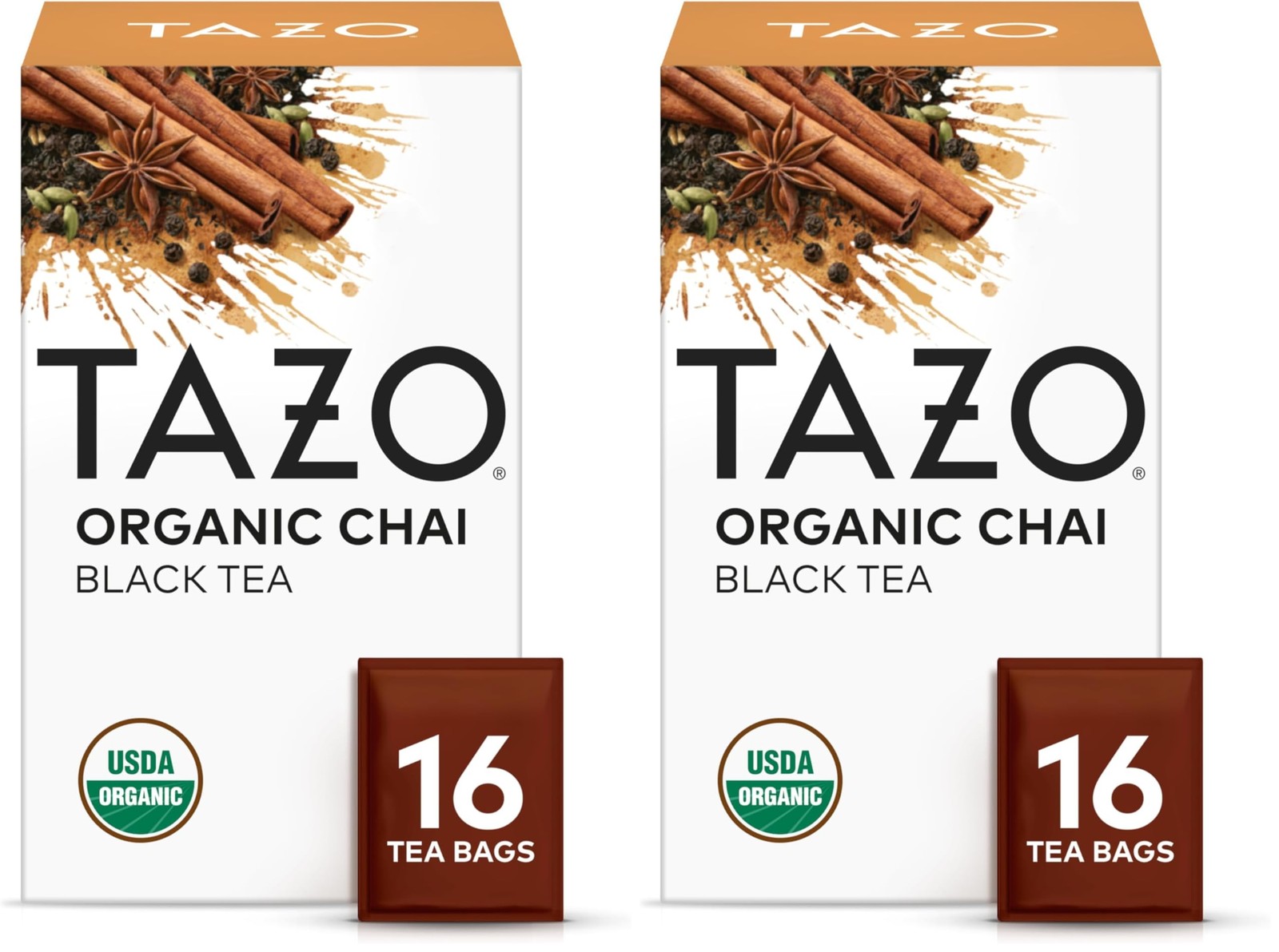 TAZO Tea Bags, Black Tea, Regenerative 32 Bags (Pack of 2), Organic Chai