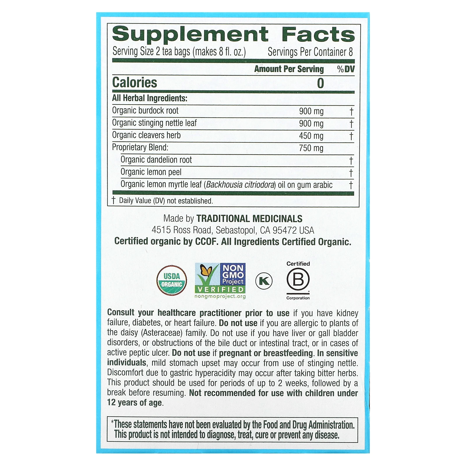 Organic EveryDay Detox, Lemon, Caffeine Free, 16 Wrapped Tea Bags, 0.85 oz (24