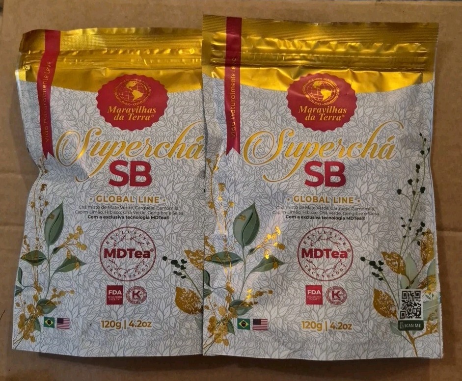 (2) Maravilhas da Terra Superchá SB Herbal Loose Leaf Detoxifying Tea 120g x2