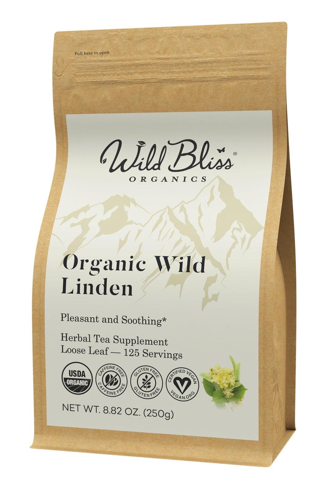 Wild Bliss Organic Linden Flower Loose Leaf Tea 8.8oz Caffeine Free 125 Servings