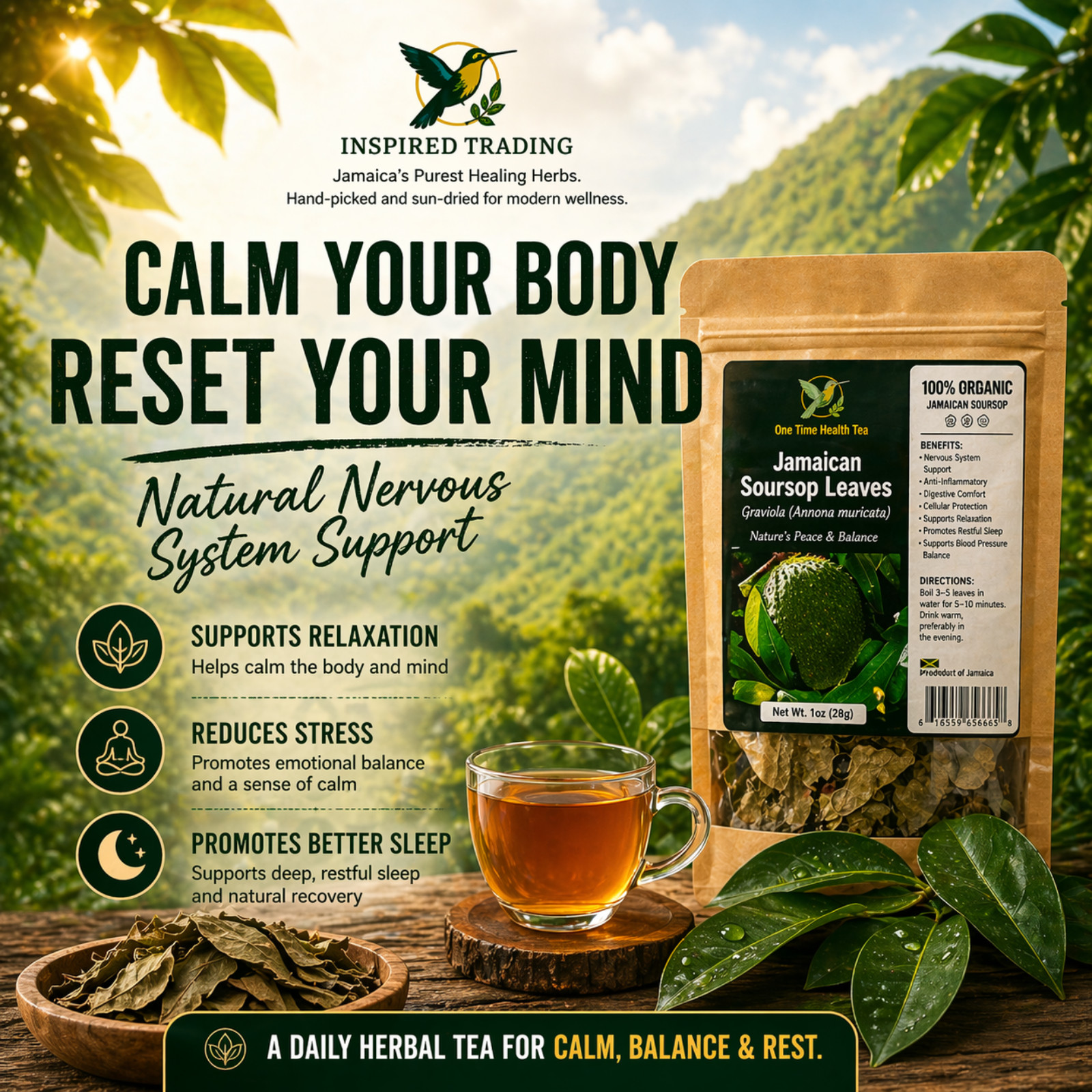 Authentic Jamaican Soursop Leaf-Jamaican Bush Tea • Available in US & Canada