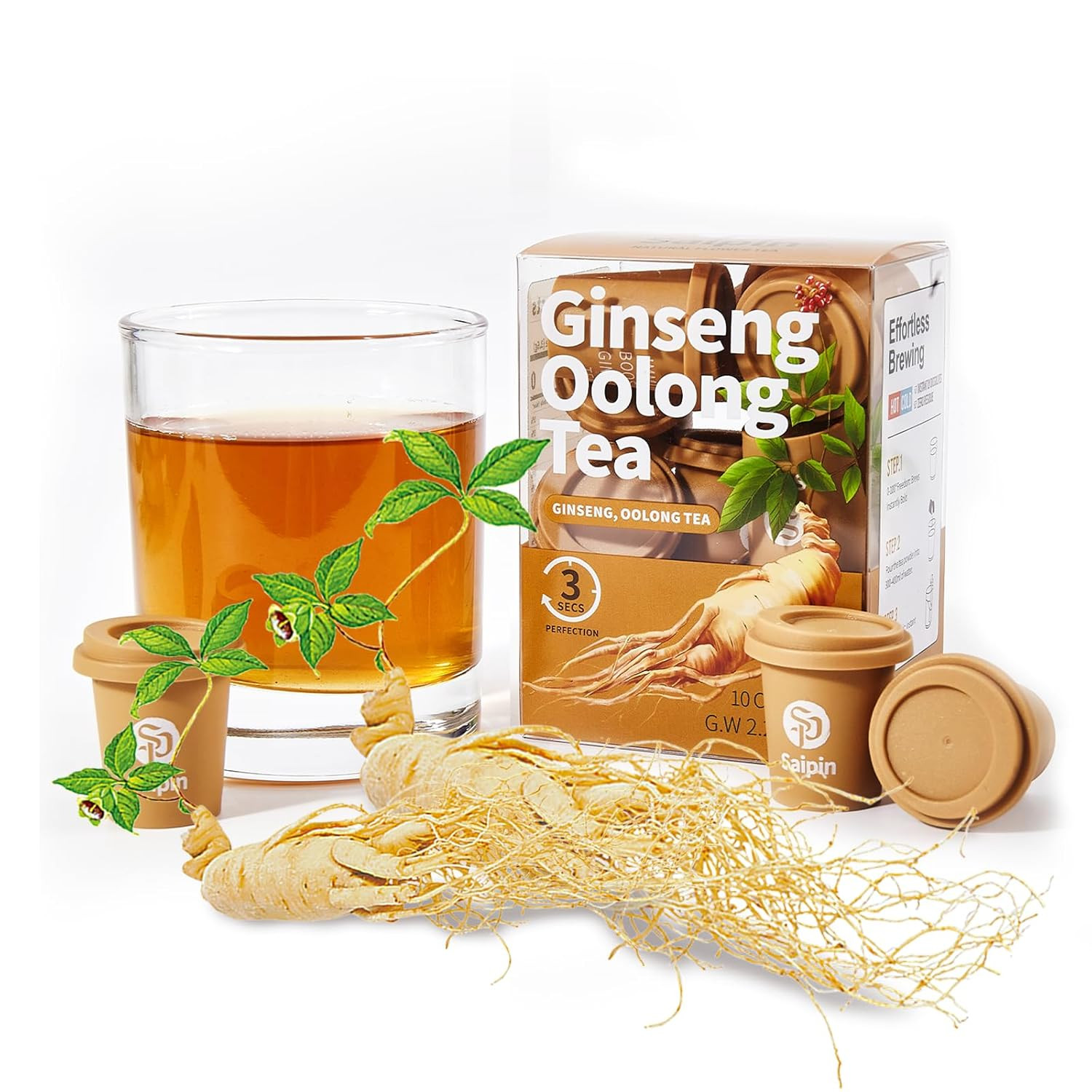 Organic Ginseng Tea – 10 Instant Oolong Tea for Natural Energy and Stress Relief