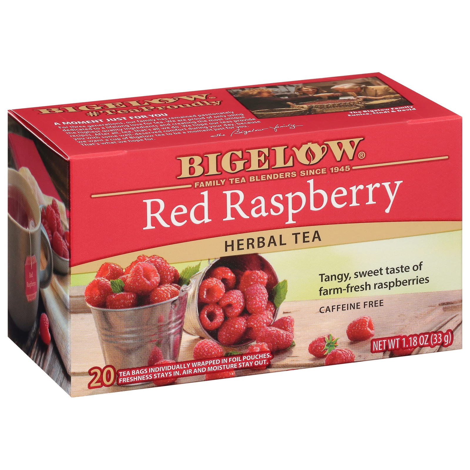 PACK OF 6-Bigelow Tea Red Raspberry Herbal Tea, Caffeine Free Tea with Red