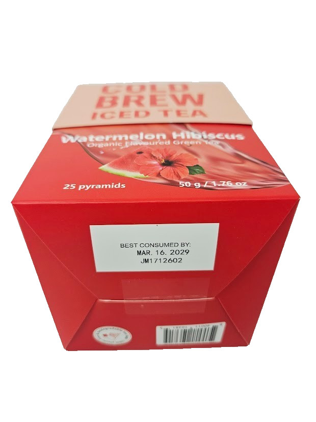 ICED TEA Cold Brew Watermelon Hibiscus Green w/ Matcha 25 Bags Harmony Organic