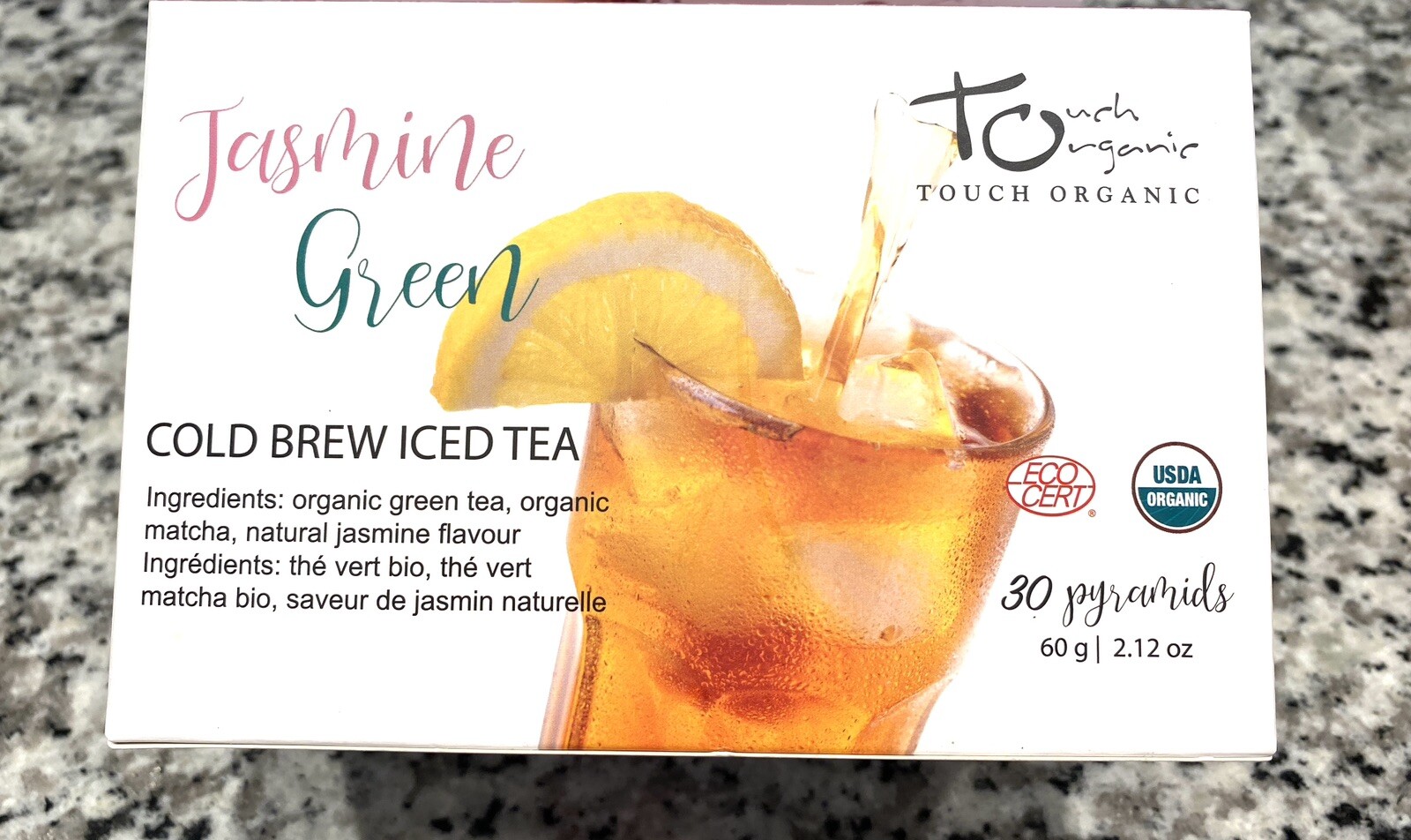 ICED TEA Cold Brew JASMINE GREEN Tea w/ Matcha 30 Pyarmids 2.12 oz Touch Organic