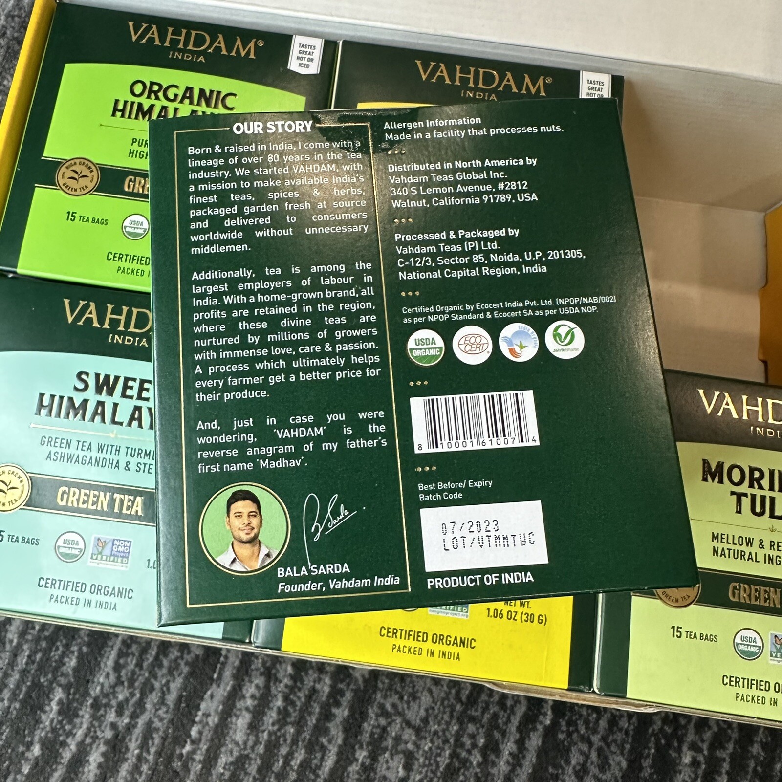 Organic Tea Natural Detox 90 Tea Bags 6 Flavors Tea Gift Set Healthy VAHDAM New