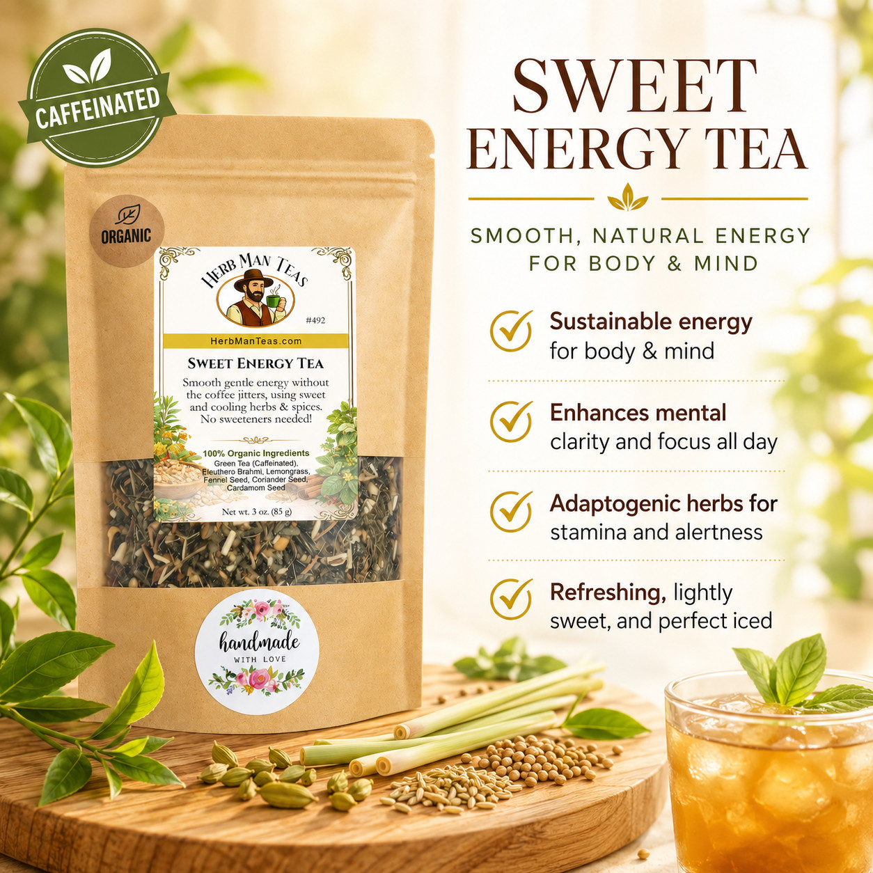 Sweet ENERGY TEA – High energy tea with green tea, Eleuthero Root, a sweet taste
