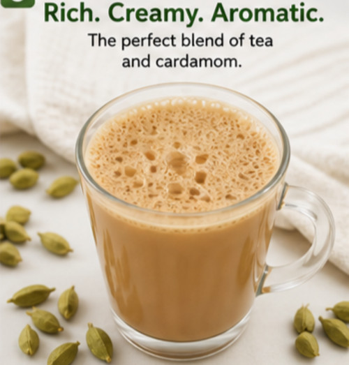 Karak Chai Tea Premix Cardamom Instant Milk Tea Sugar Free Halal 12 Sachets