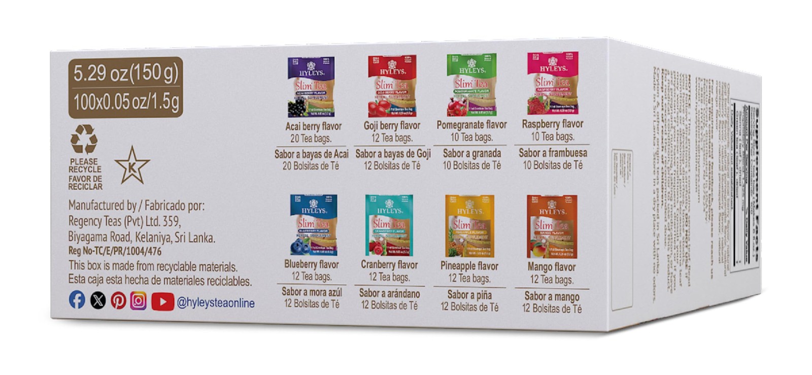 Slim Tea 9 Flavor Assortment 100 Ct – Weight Loss Herbal Supplement Cleanse a…
