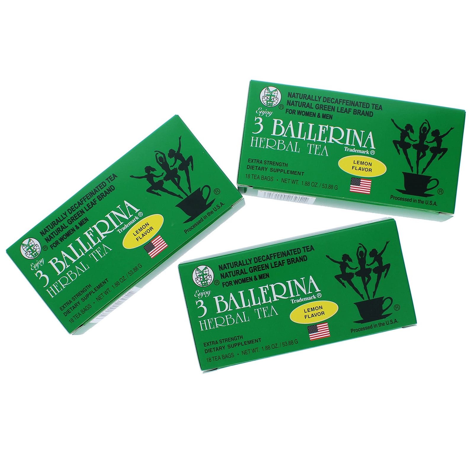 3 Ballerina Dieters Drink Extra Strength Lemon Tea 18 Bags 1.88 Ounce Pack