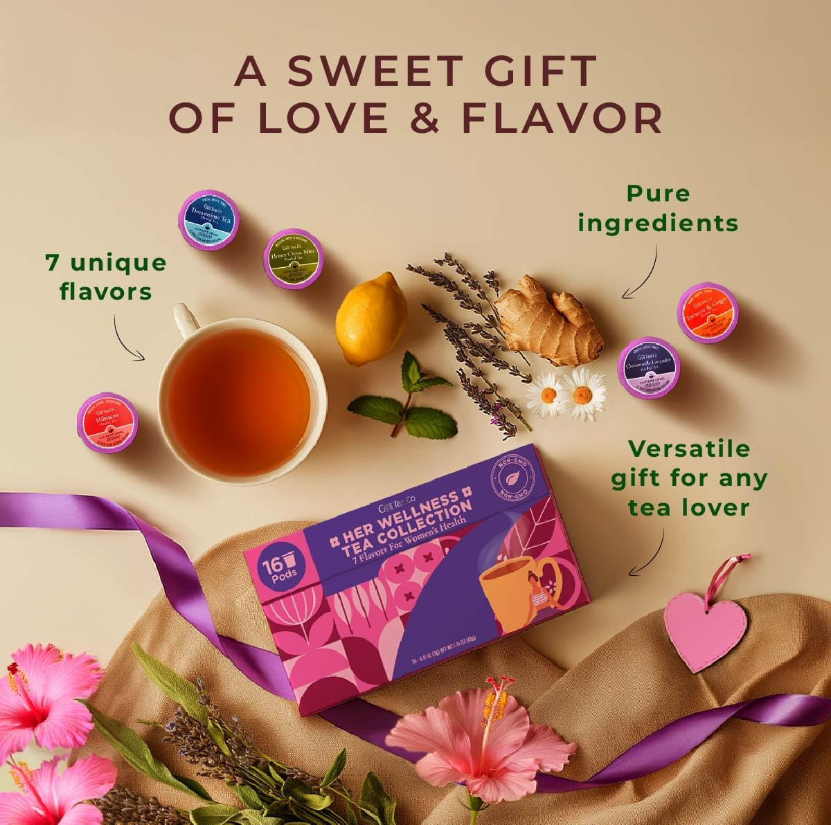 Her Wellness Tea Pod Collection Gift Set (16 Count) – Different Flavors Assorted