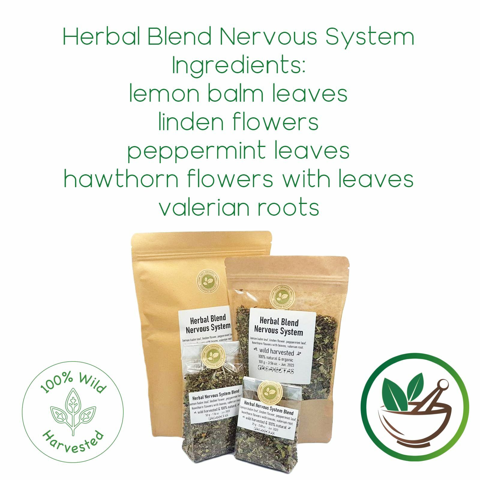 Organic Herbal Tea Blend for Nervous System Health Anti-Stress Insomnia Anxiety