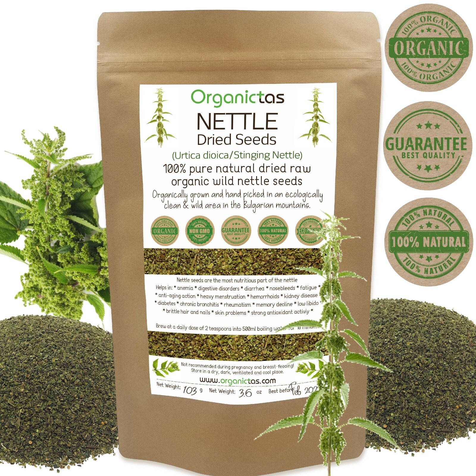 Organic NETTLE SEED TEA – Dried & Crushed Nettle Seeds Tea with Benefits 200g