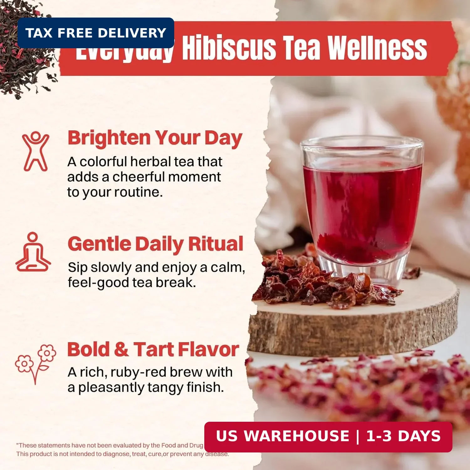 Hiihone Hibiscus Tea Bags 60 Count – Pure Hibiscus Flower Herbal Tea, Caffeine-F