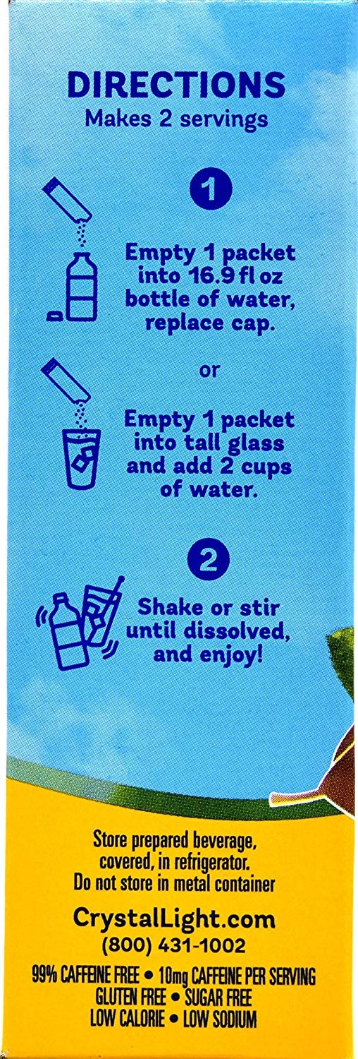 Crystal Light Drink Mix, Lemon Iced Tea, On The Go Packets, 10 Ct