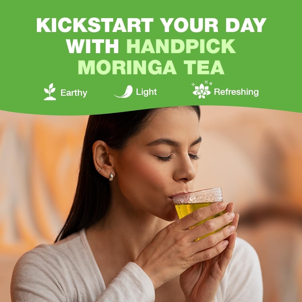 HANDPICK, Organic Moringa Tea Bags (100 Count), Pure Moringa Leaves | Authentic