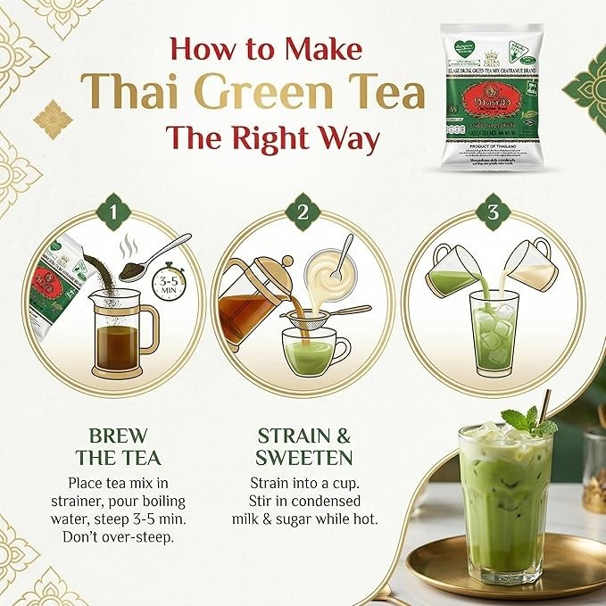 Chatramue Green Tea Mix Extra Green Formula Number One Brand , Re-Fill Bag 180g