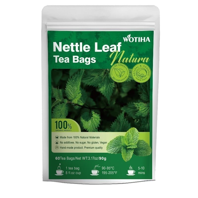 Premium Natural Nettle Leaf Tea Bags, 60 Count – 100% Pure Herbal 60 Bags