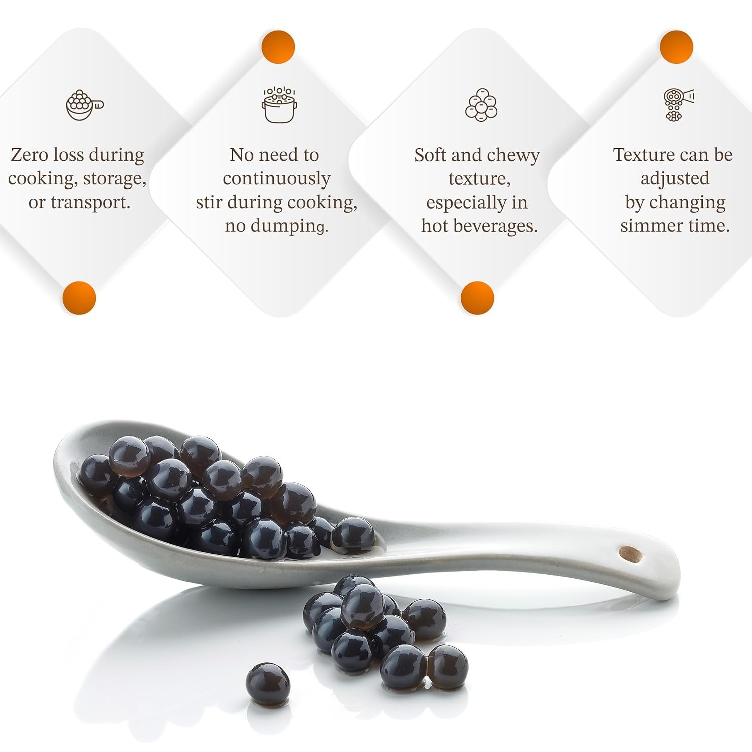 Quick Cook Black Tapioca Pearls for Bubble Tea, Microwave Ready in 3 Minutes