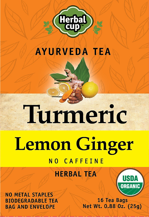 Herbal Cup Ayurveda Turmeric Lemon Ginger Organic Tea
