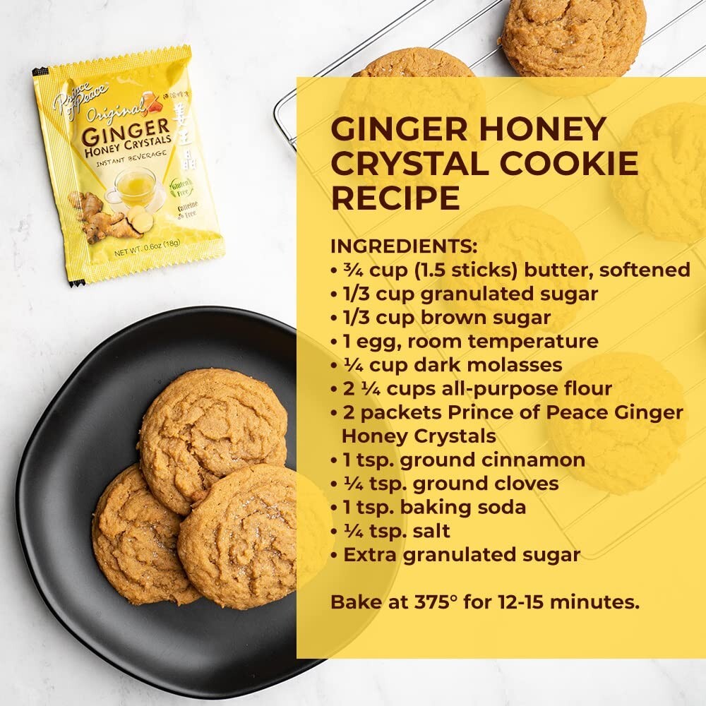 Prince of Peace Ginger Honey Crystals Instant Tea with Original Flavor 30 Count.