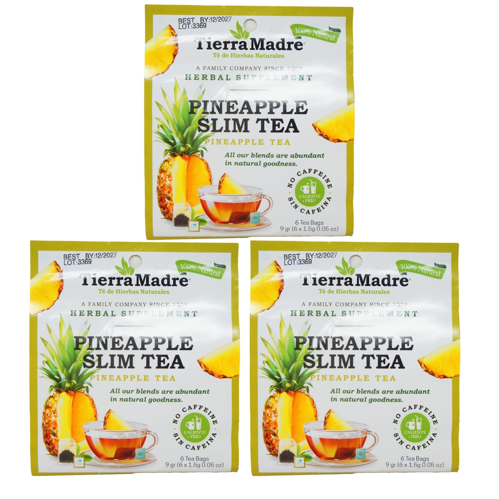 Tierra Madre Pineapple Slim Tea 6 Tea Bags 9g Herbal Weight Support Tea
