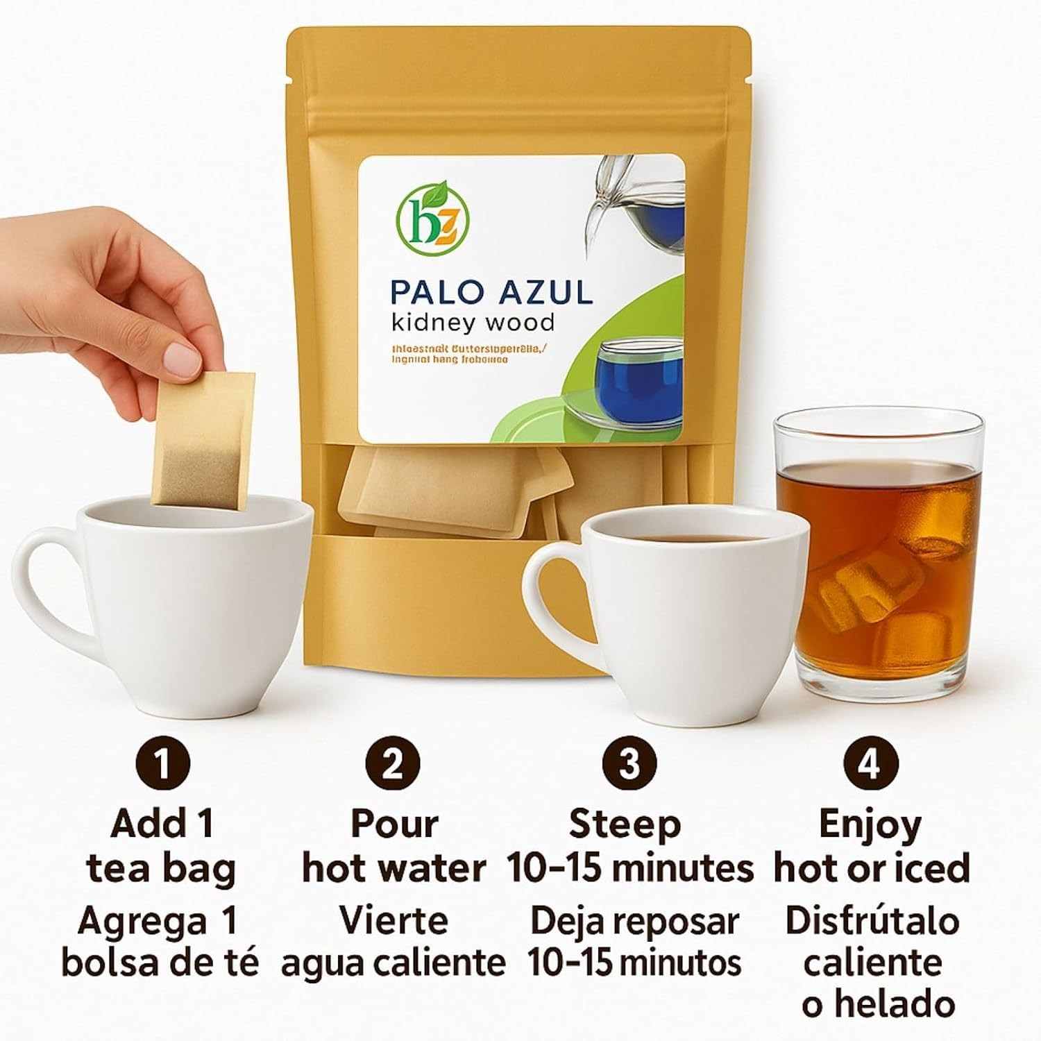 Palo Azul Herbal Tea – 24 Tea Bags–Kidneywood Blue Stick Infusion 100% Natural