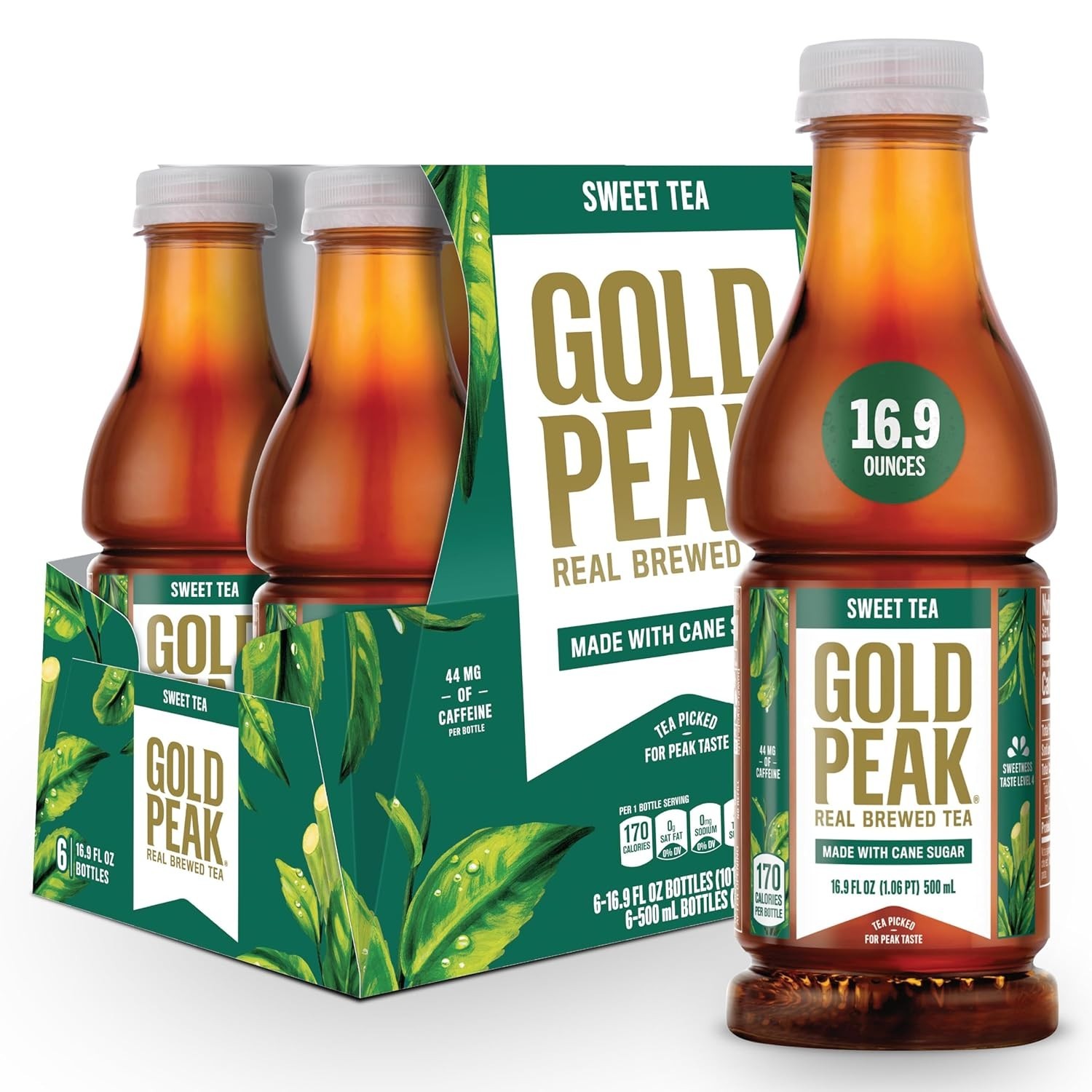 Real Brewed Sweet Tea, 16.9 fl oz – Convenient 6 Pack with Cane Sugar Sweetness