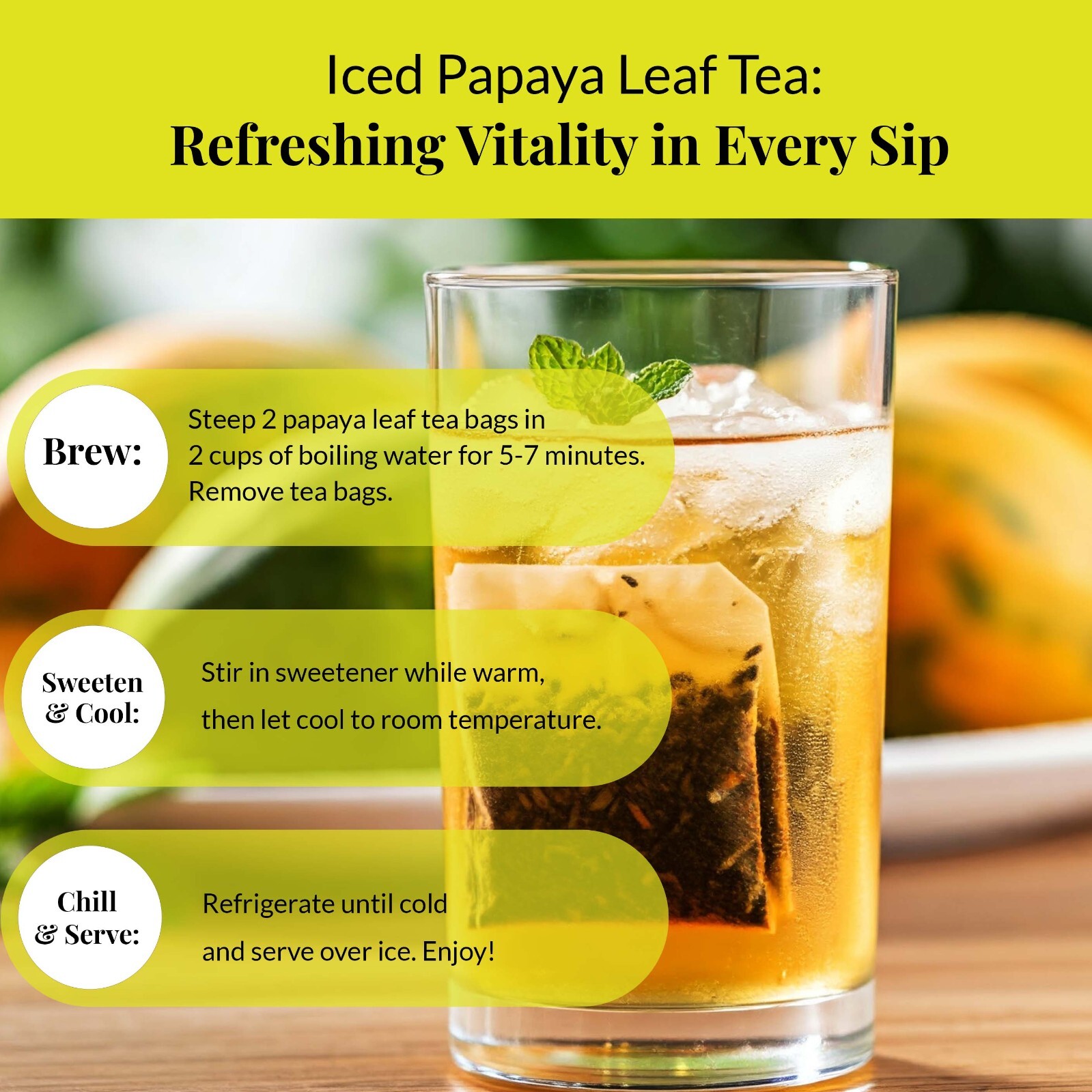 75 Papaya Tea Bags, Papaya Leaf Tea, Te De Hojas De Papaya, Herbal Tea