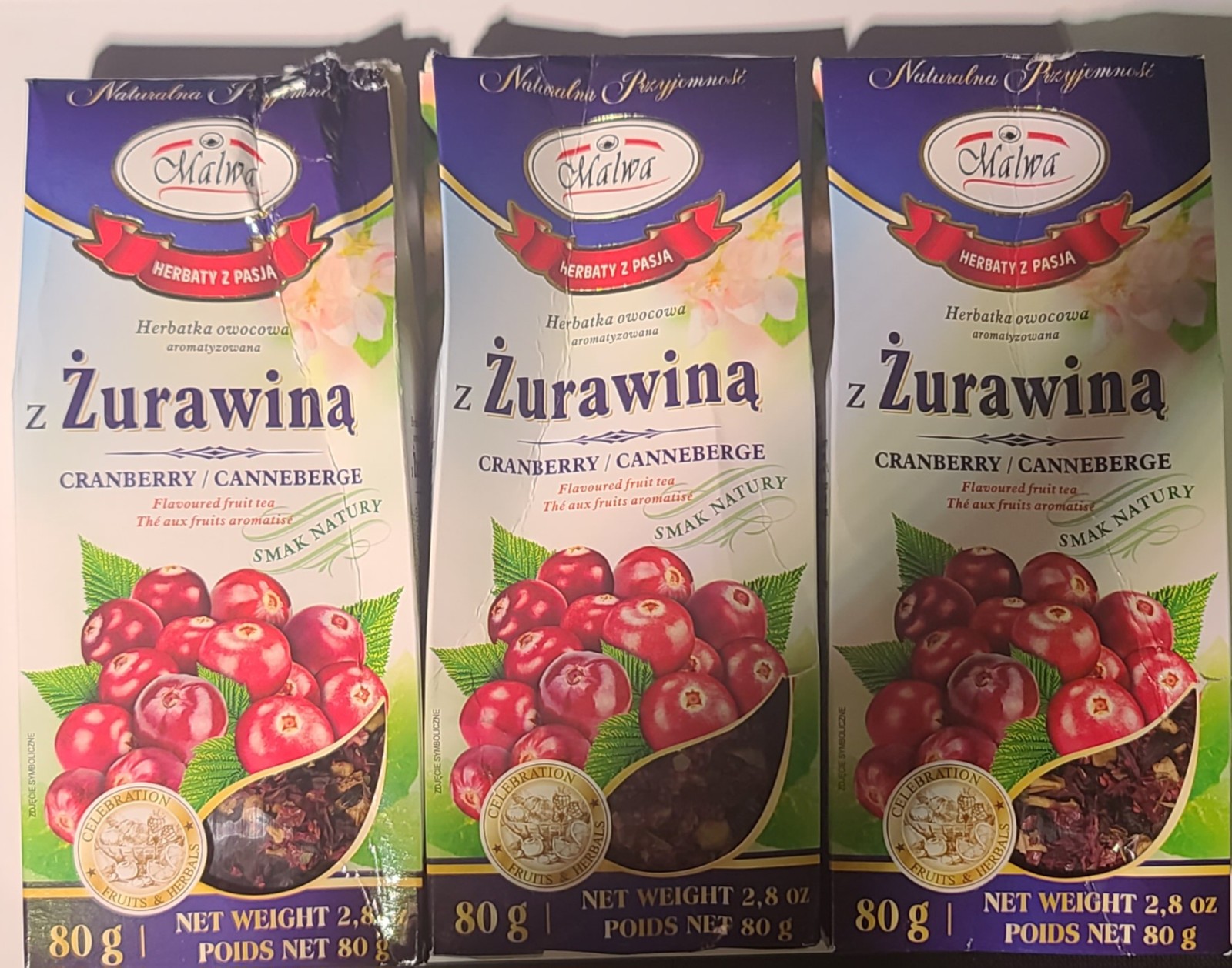 Malwa Zurawina CRANBERRY EXP:7/26 ❗box damaged❗ Fruit Tea Poland 80g Dried Fruit