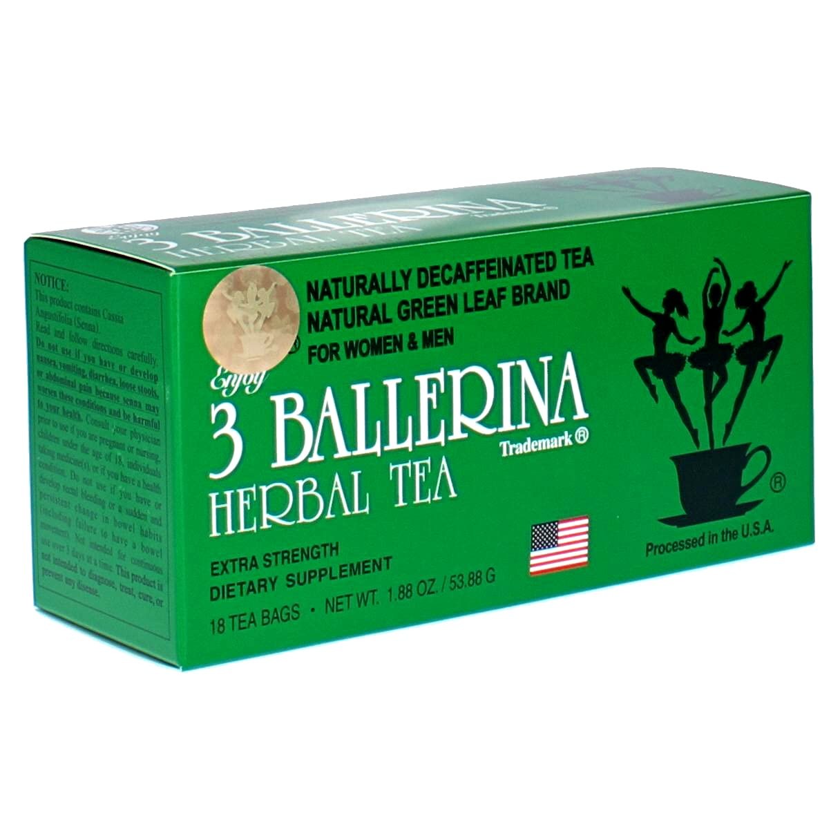 3 Ballerina Diet Tea Extra Strength for Men and Women 6 Boxes x 18 Bags
