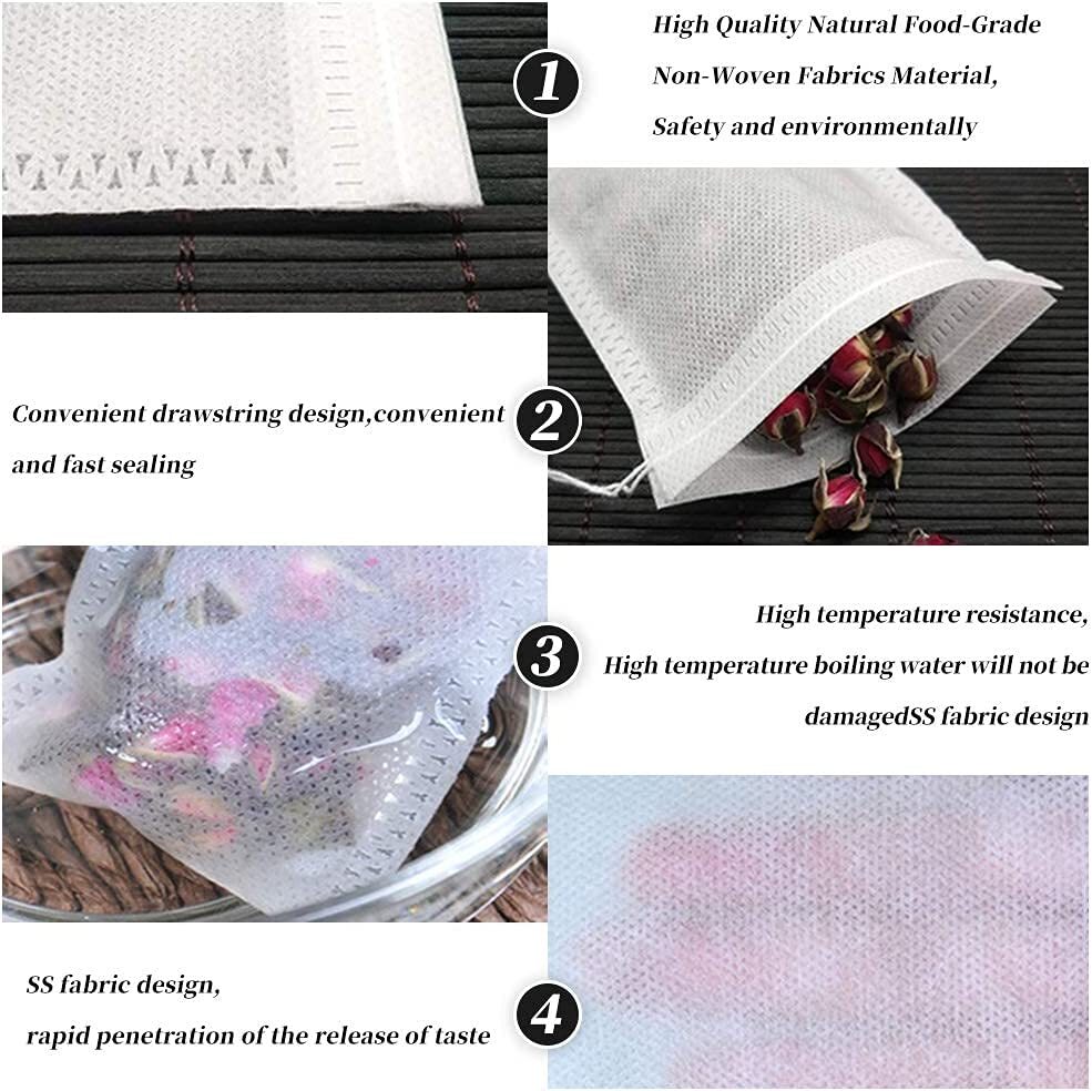 100x Disposable Non-woven Tea bag Filter Empty Teabags Herb Loose Drawstring Bag