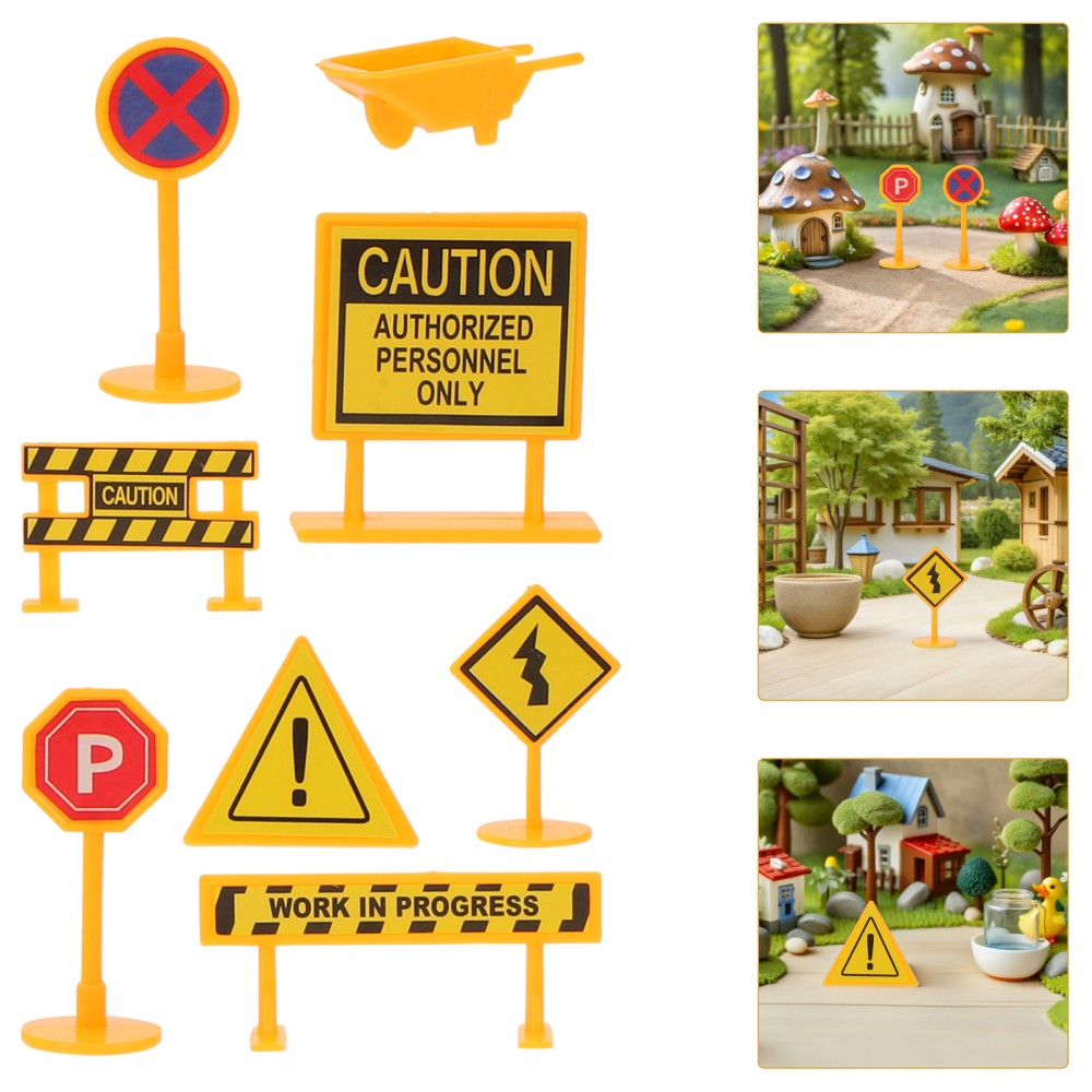 56 Pcs Engineering Road Sign Model Crosswalk Signal Toys Caution Signs Game