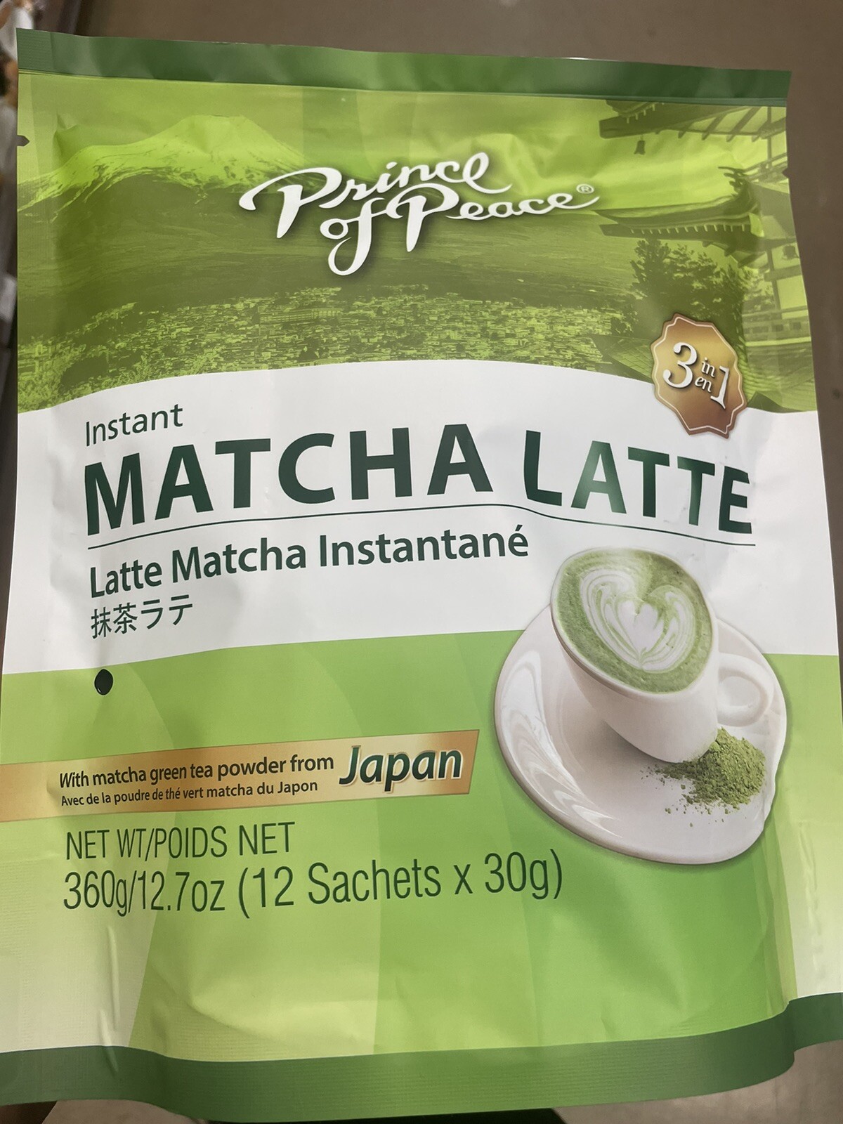MATCHA LATTE 12.7 OZ 12 SACHETS EACH PRINCE OF PEACE 3 In 1