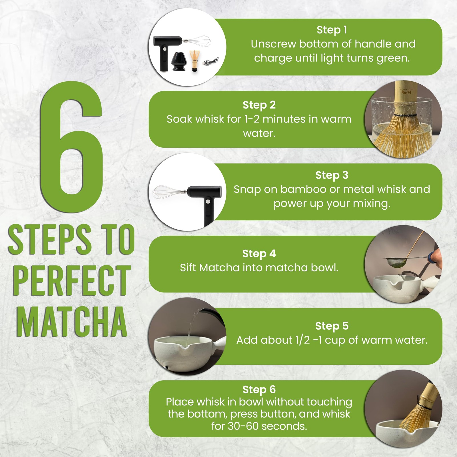 Matcha Electric Whisk Set – Rechargeable Handheld Frother with Whisk and Hold…