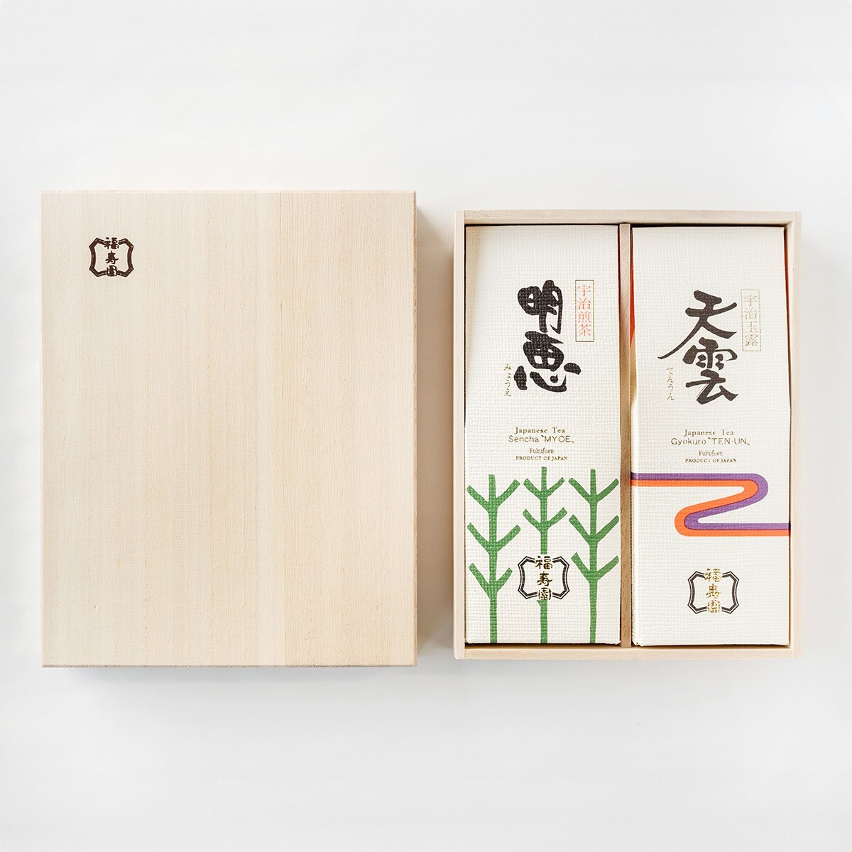 Kyoto Fukujuen Uji Tea Set Uji Gyokuro Sencha in Wooden Box Japan