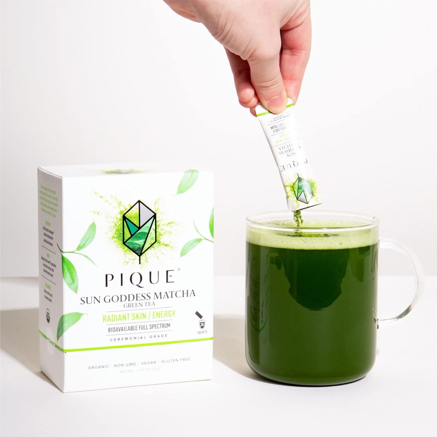 Pique Organic Sun Goddess Matcha Green Tea Powder – 28 Single Sticks