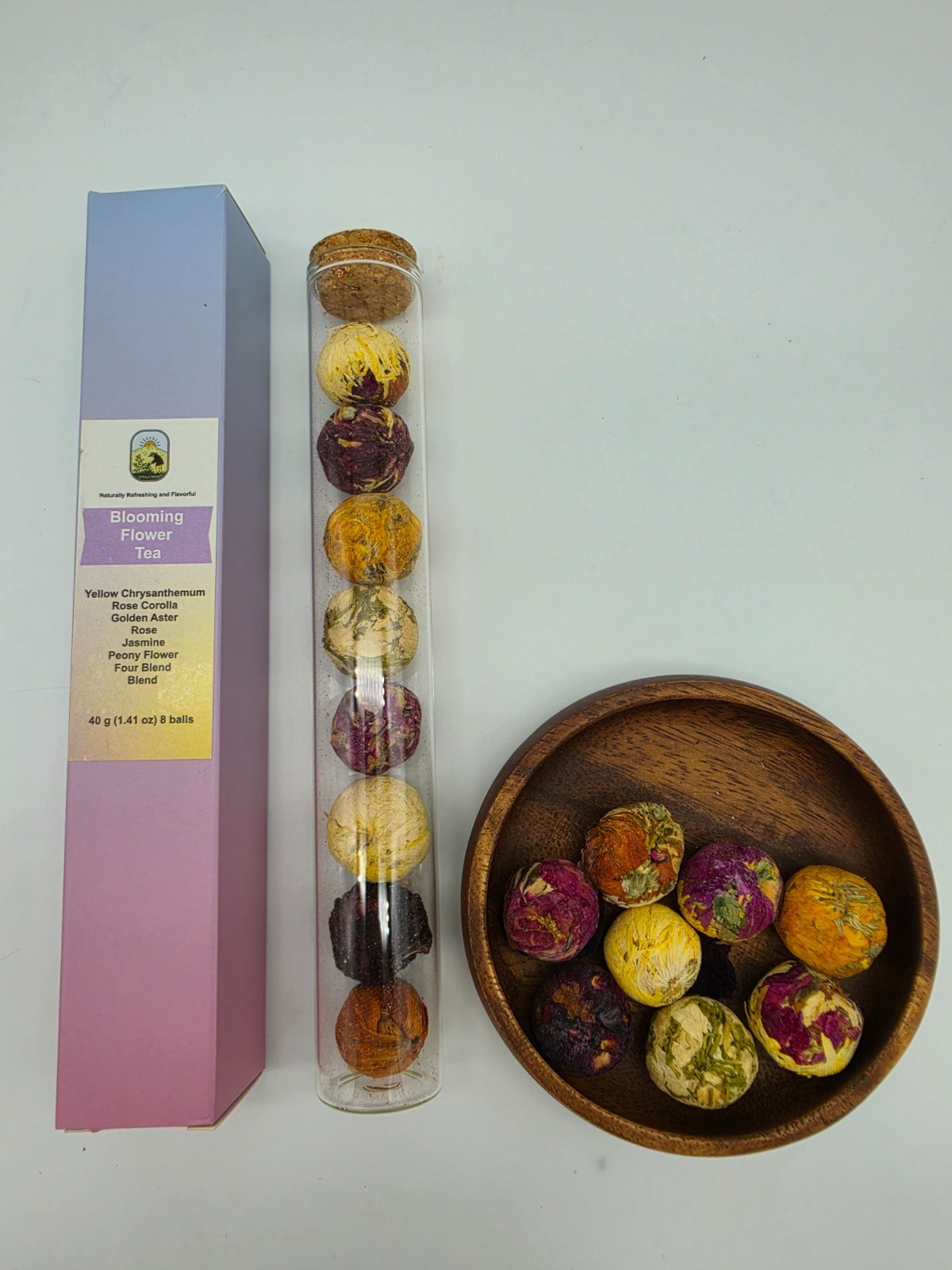 Blooming Tea Balls 8 Pack Chinese Flowering Tea Jasmine Rose Chrysanthemum