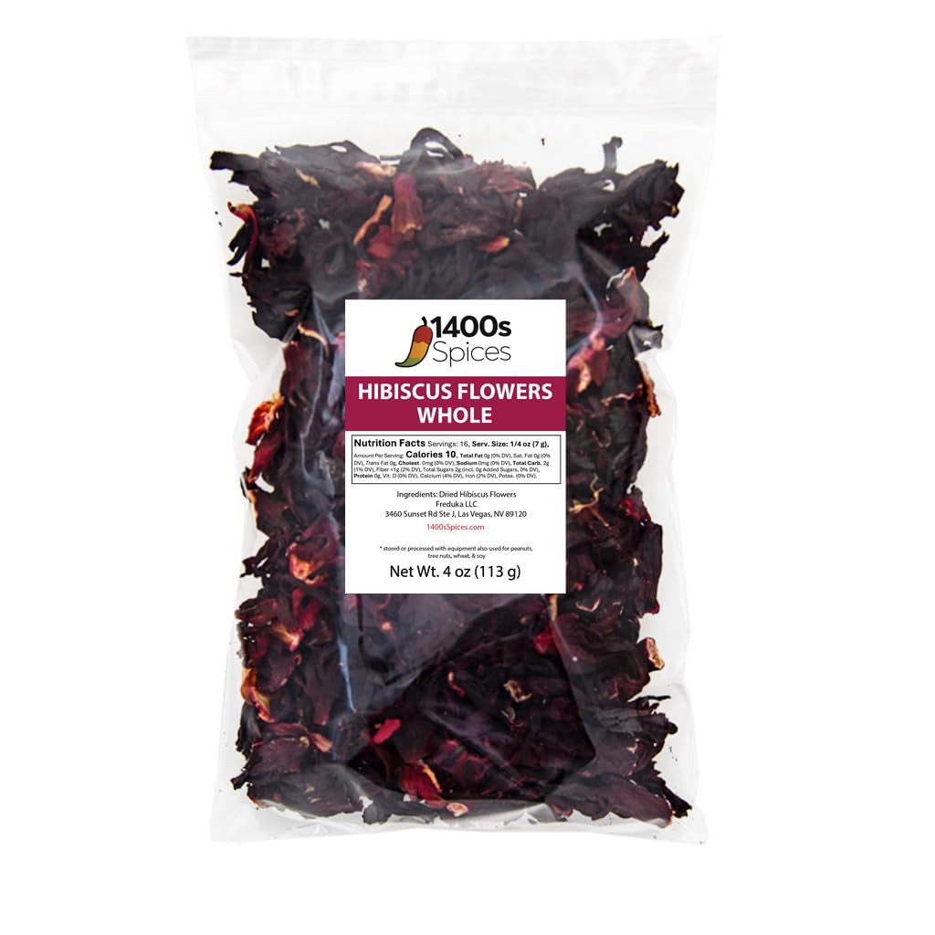 4Oz Dried Hibiscus Flowers Perfect for Tea and Mexican Agua Fresca, Flor De Jama