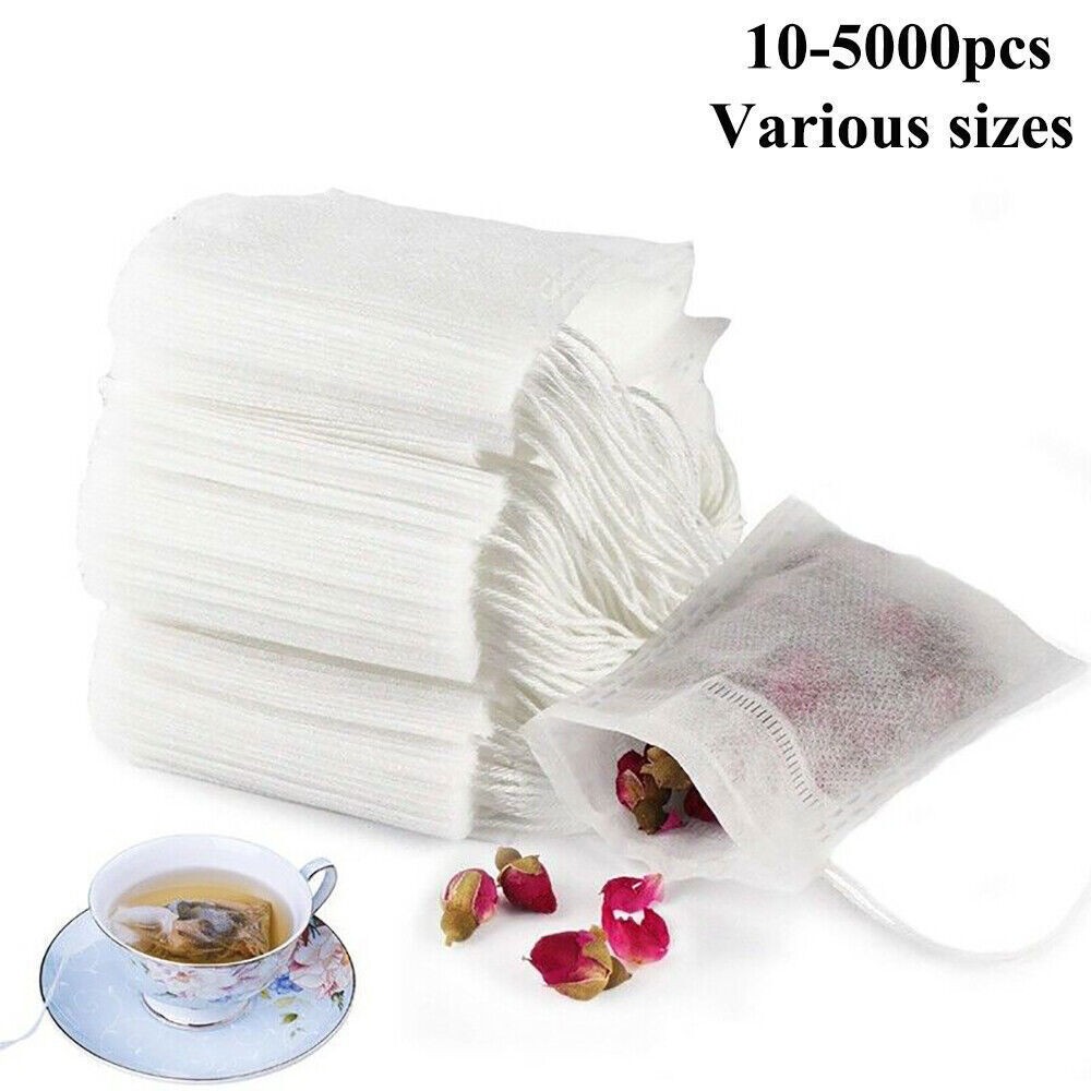 50/100pcs Tea Bags Empty Non-woven Drawstring Teabag Herb Loose Tea Filter Lot