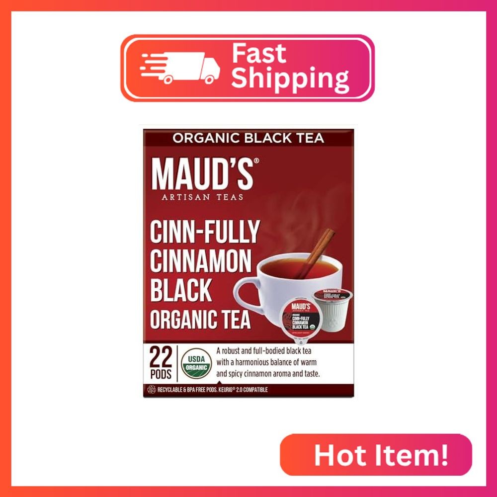Maud’s Organic Cinnamon Black Tea Pods, 22 ct, Recyclable Single Serve Tea Pods