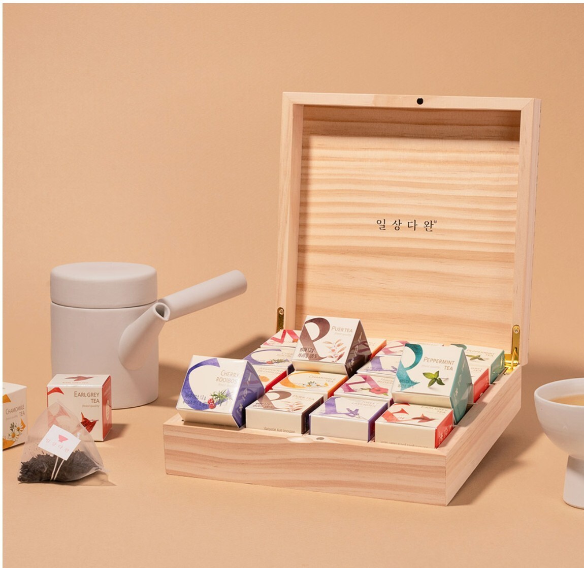 SsangGye – Cubewood 16 Tea Gift Set / 8 kinds of tea / Luxury gift-wrapping box.