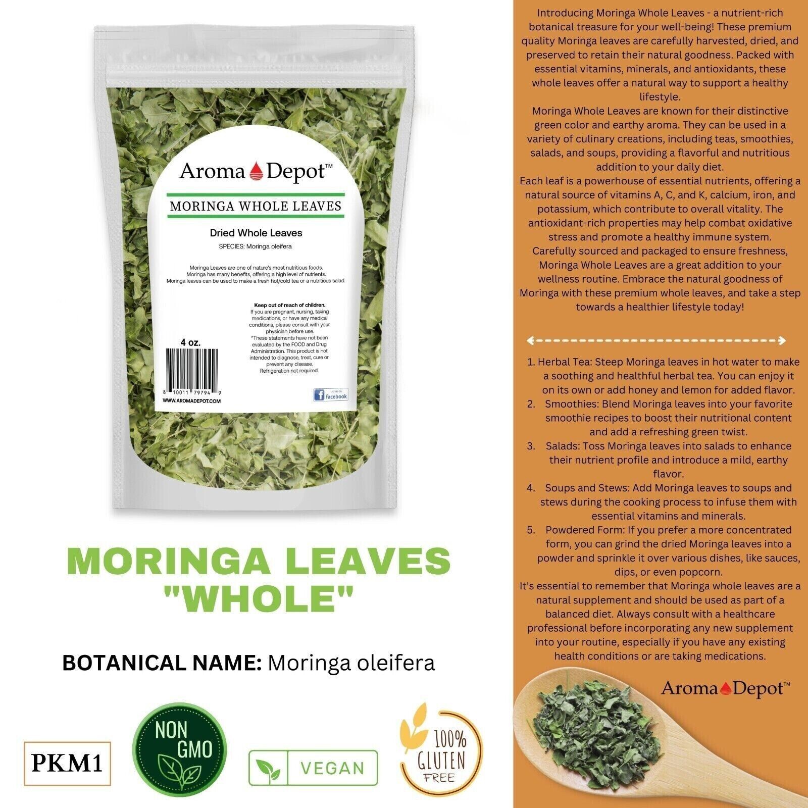 Moringa Leaf Powder 3 lbs. (x3 Individual -1lb) 100% Pure Natural oleifera 3PACK