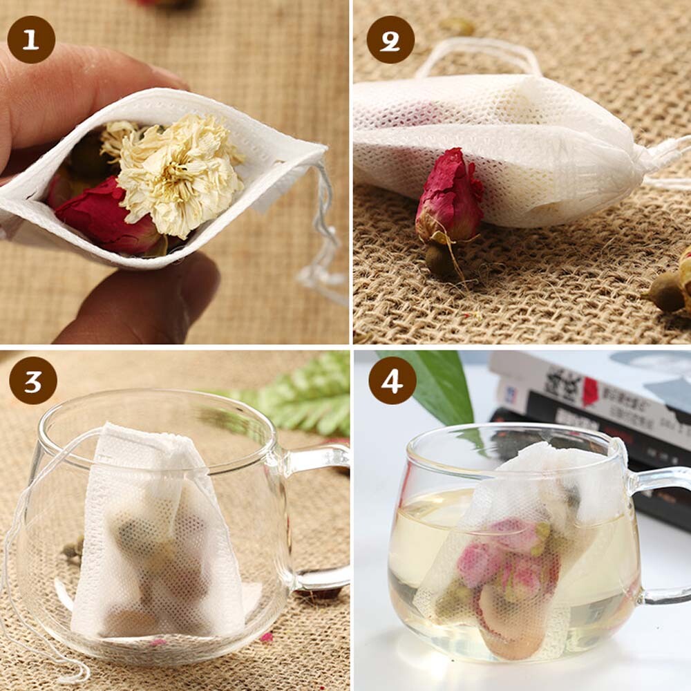 10-5000pcs Disposable Filter Drawstring Flip Empty Teabag Herb Loose Tea Bag LOT