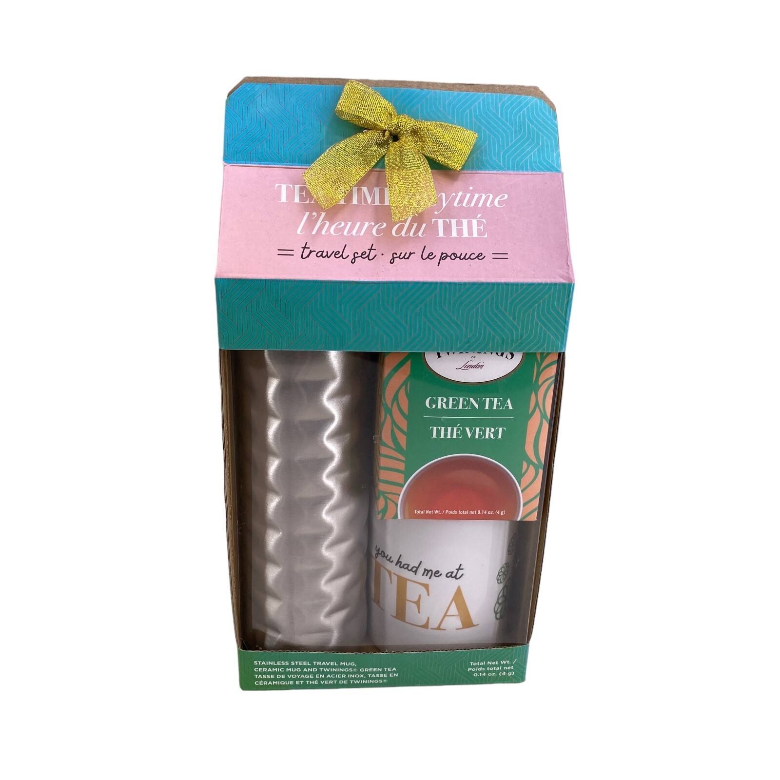 NEW Teatime Twinings Travel Set Anytime Stainless-Steel Tumbler Ceramic Mug Tea