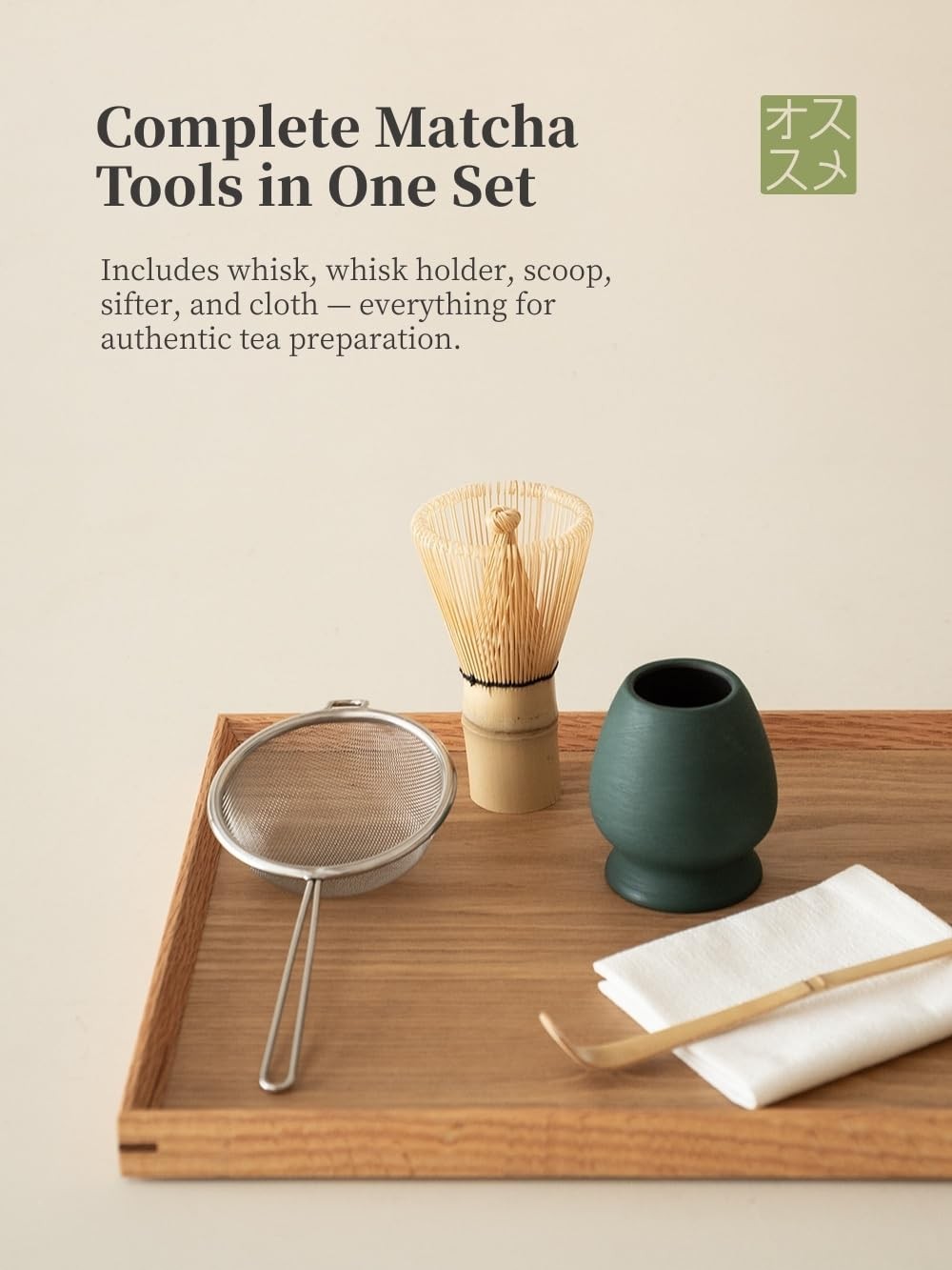Japanese Matcha Whisk Set 6-Pcs with 500ml Bowl, Bamboo Whisk & Sifter – Matcha