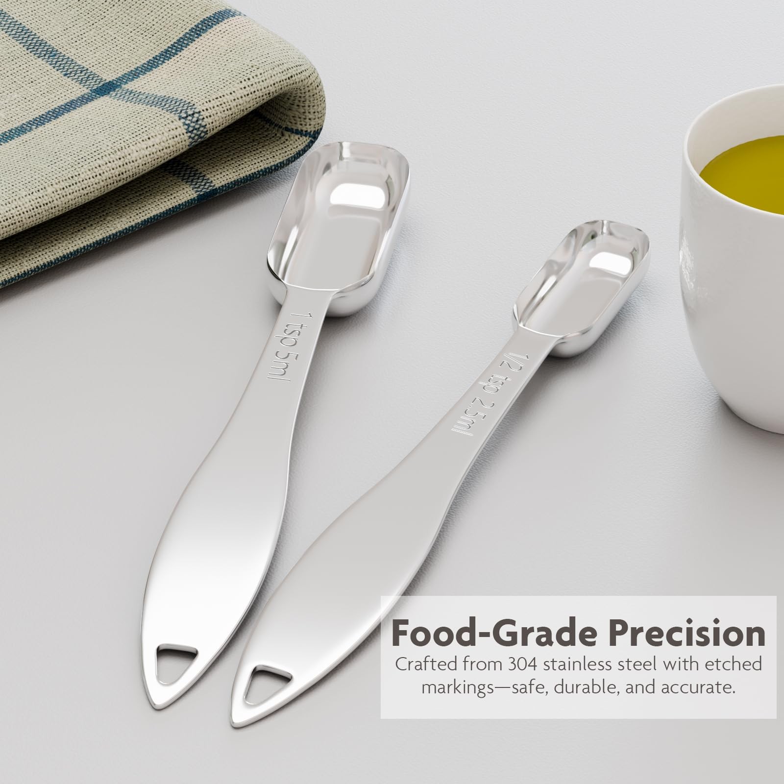 TREMENDRY 2g (1tsp|5ml) Matcha Scoop, Stainless Steel 2g(5ml), Silver