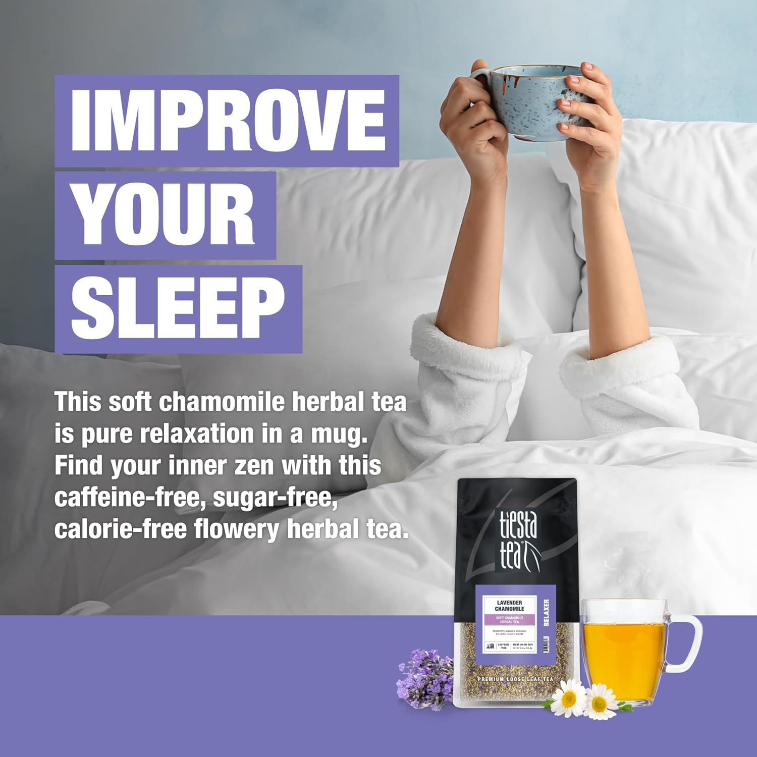 – Lavender Chamomile Herbal Tea, Loose Leaf, Calming Blend with Chamomile and La